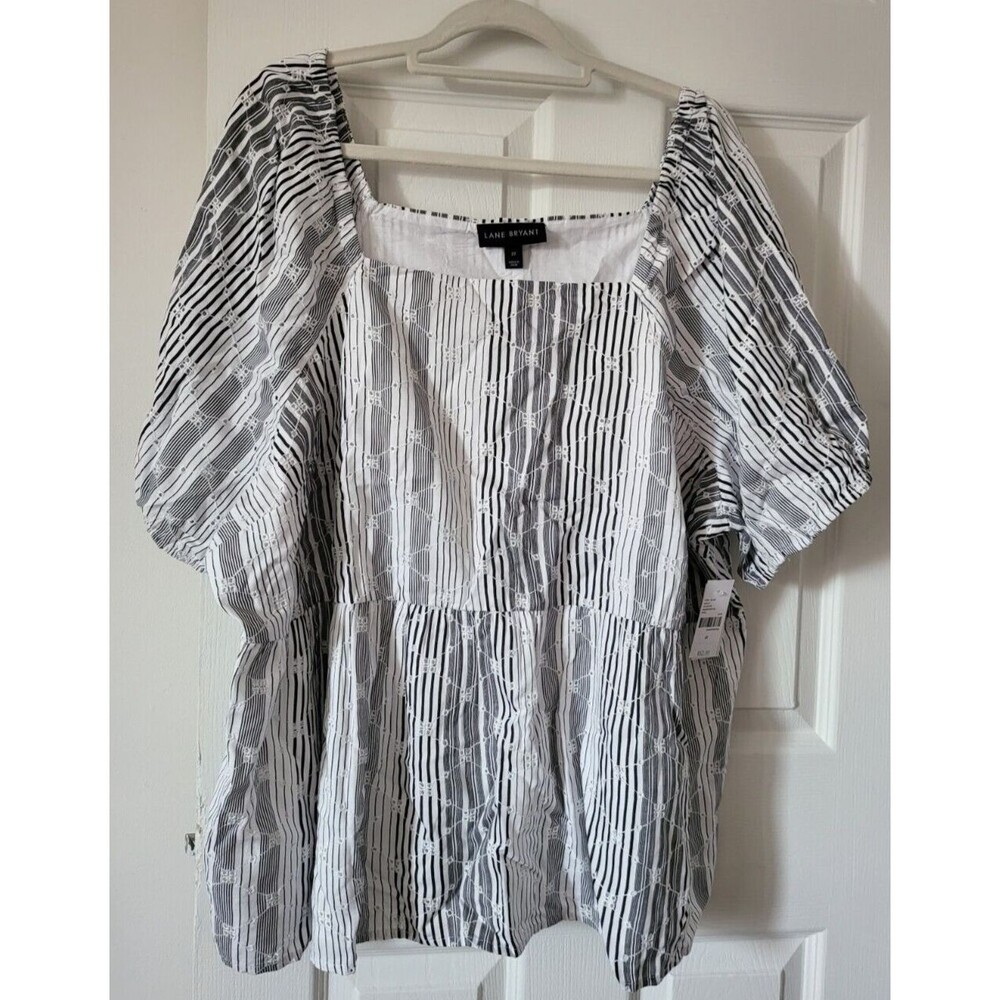 Lane Bryant Square-Neck Eyelet Peplum Top Size 22